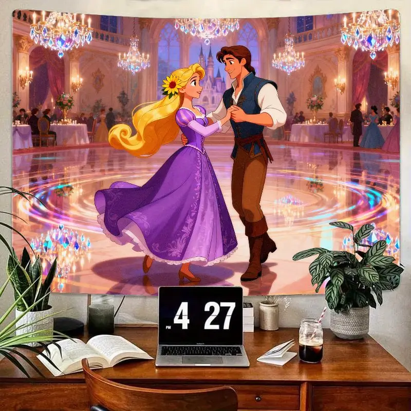 

1 шт. Рапунцель Флинн Райдер танцевальный гобелен, запутанная сказочная принцесса настенное искусство, романтический элегантный декор для спальни, гостиной, общежития Gi