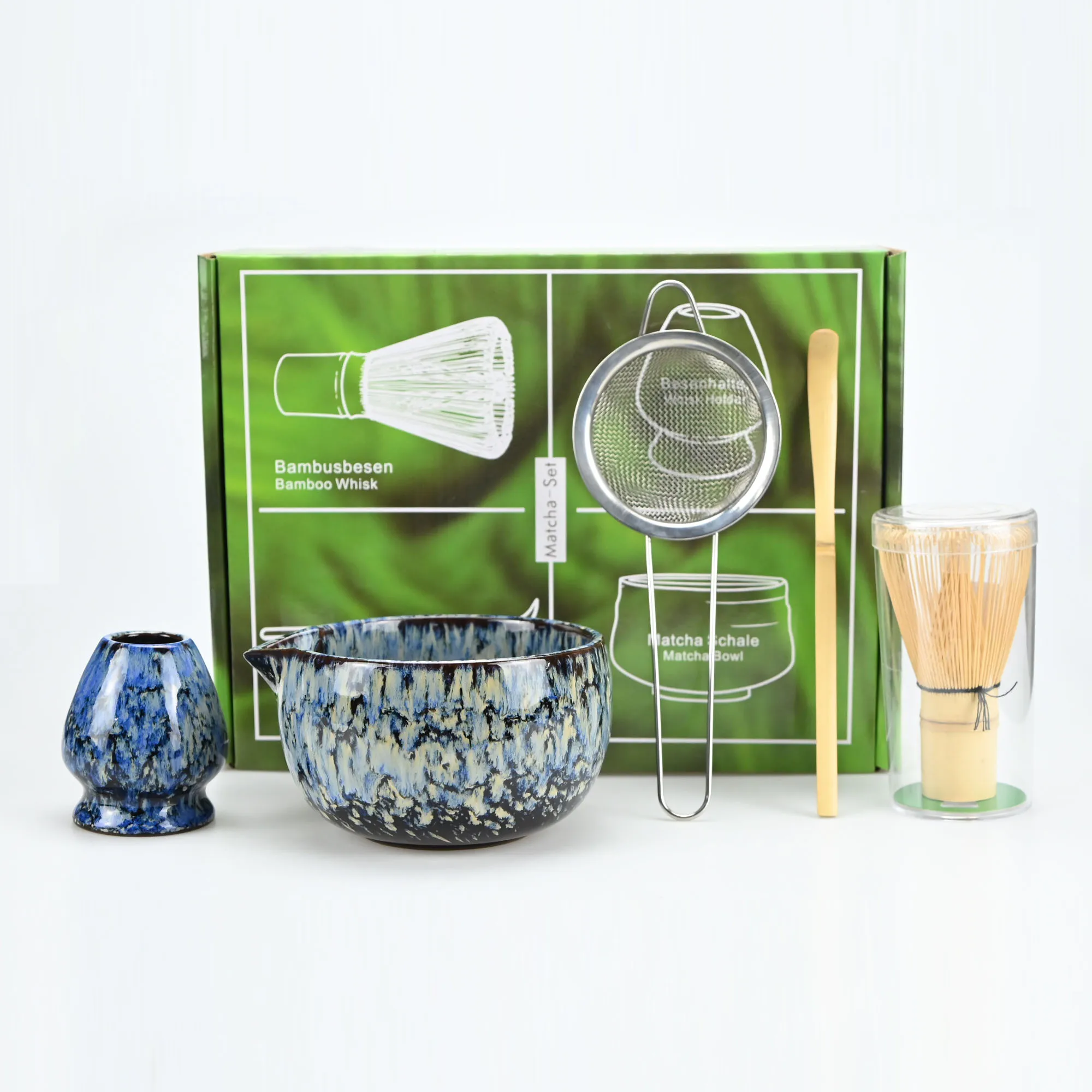 

4pcs/5pcs Japanese-style Matcha Set Matcha Bowl With Mouth Song Dynasty Tea Tip Tool Matcha Whisker Stand
