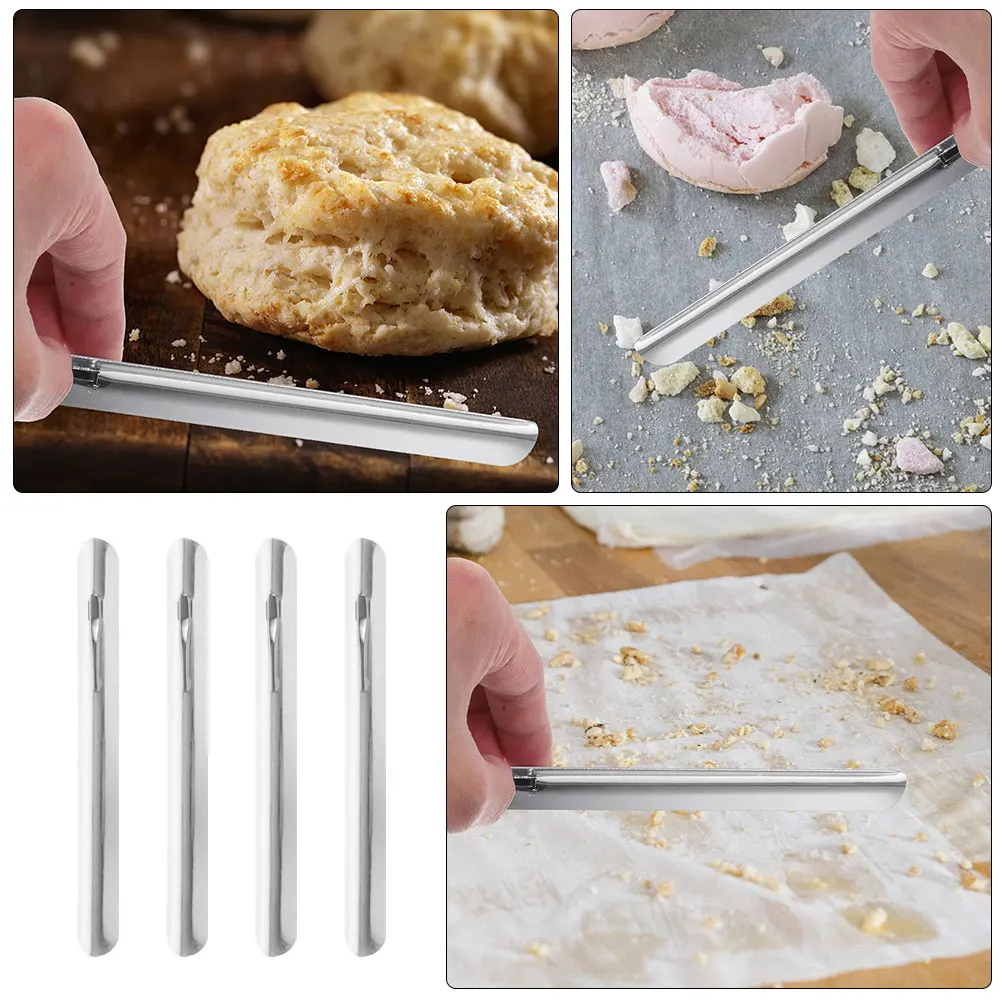 

4pcs Stainless Steel Bread Crumb Scraper Portable Heavy Duty Dining Table Cleaner Silver Efficient Cleaning Tool
