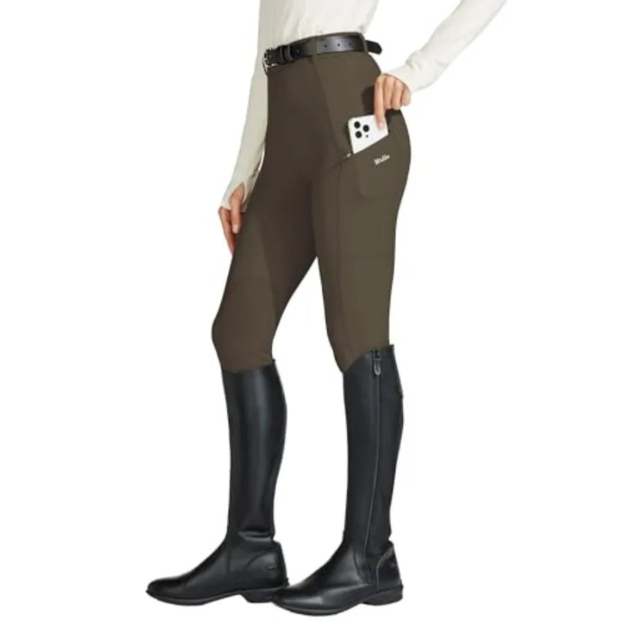 

Women's Horse Riding Pants Knee-Patch Equestrian Breeches Horseback Schooling Tights Zipper Pockets