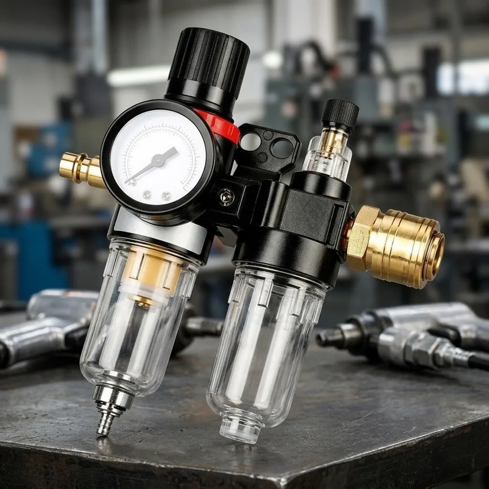 Black Air Pressure Regulator Pneumatic Pressure Control Valve Pneumatic Pressure Valve Adjustable 0.5 To 8.5 Bar