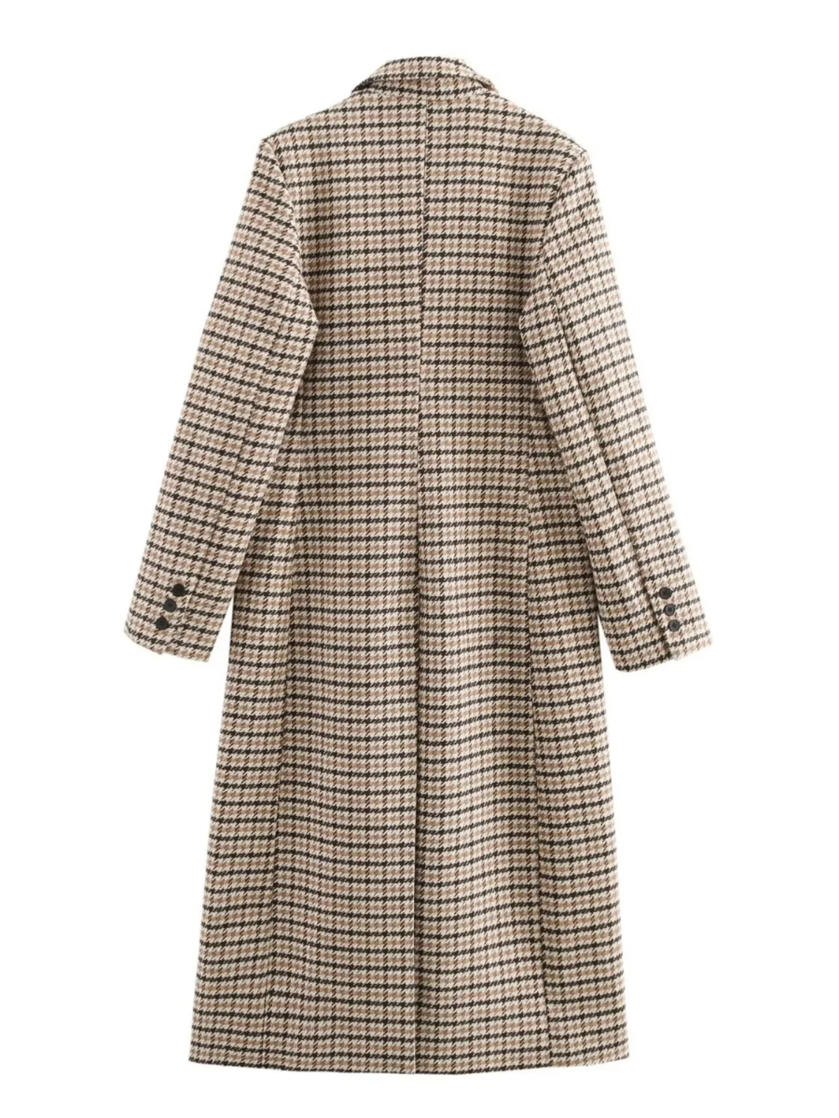 

Autumn Winter Plaid Long Woolen Coat New Arrival Casual Sle Women's Jaet Commute Friendly Single Button Closure