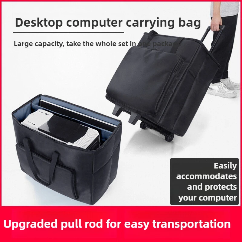Heavy Duty PC Travel Case Waterproof Computer Monitor Bag Universal Keyboard Organizer Portable Moving Box for Office Equipment