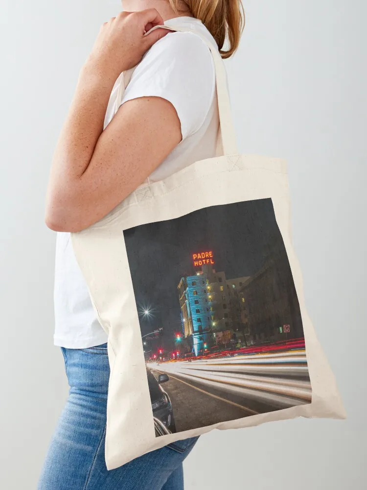 Padre Hotel at Night Tote Bag Shopper university shopper bag custom fabric bag Canvas stote