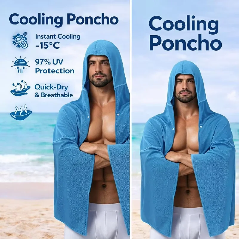 Cooling Hooded Towel Poncho UV Protection Sun Shield for Swimming Beach Pool Outdoor Sports Wipe Sweating Towel