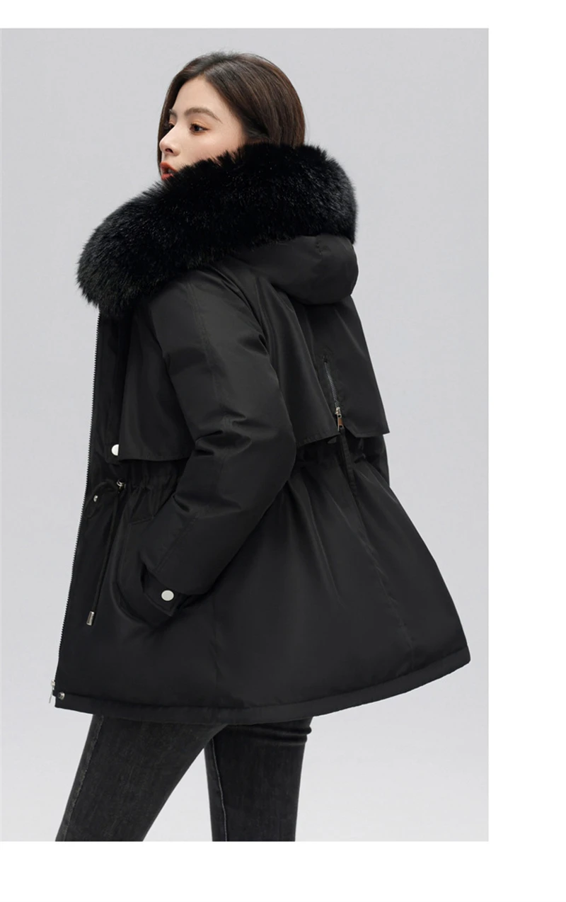 Winter Coat New Women's Thick Cotton Jacket Women's Medium Long Korean Version Fur Collar Coat Female Warm Parka Overcoat