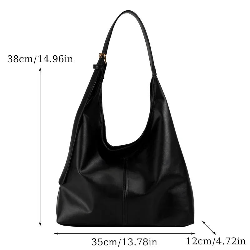 Neue Retro-Tragetasche für Damen, große Kapazität, Schultertasche, schlichtes Design, ideal für den täglichen Gebrauch, handgefertigte Lederhandtasche, Herbst/Winter, für Arbeit und Reisen. – Detail 9