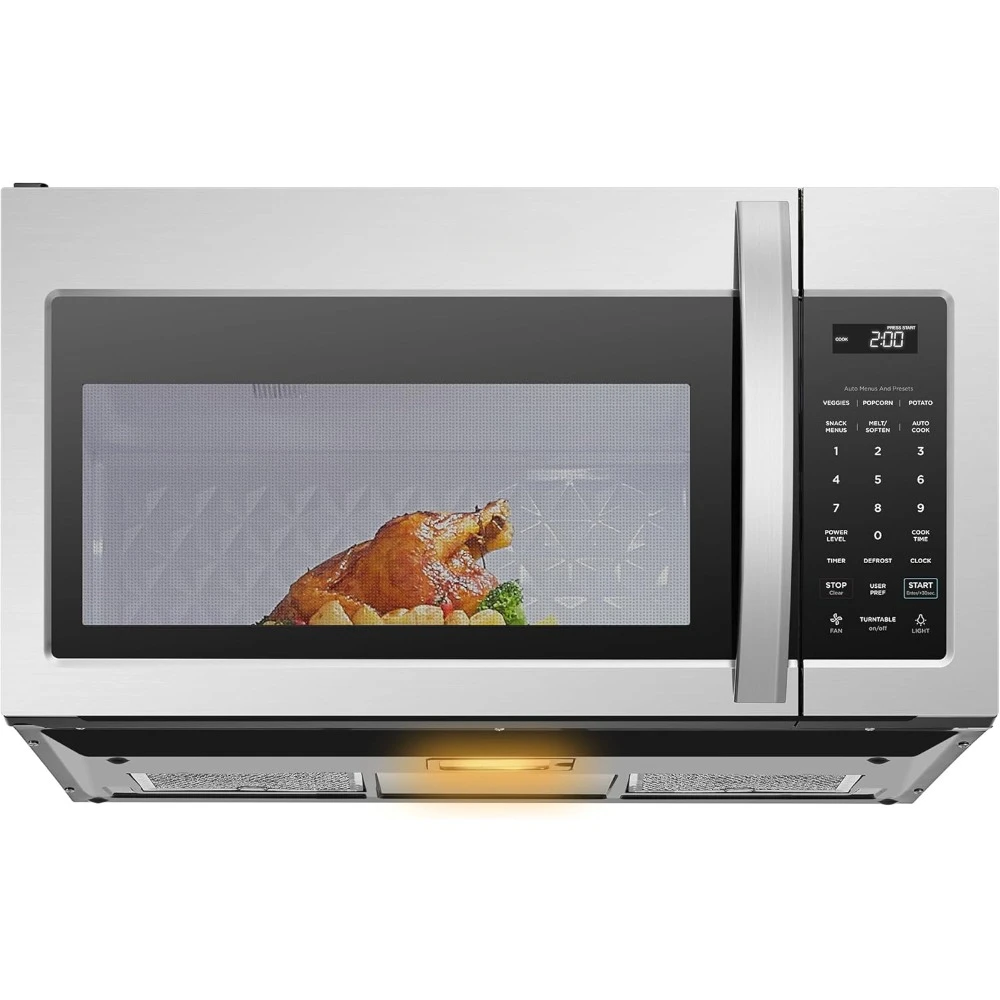 1.7 Cu.ft. Microwave Oven with Smart Touch Panel, Auto Cooking Menu, 1000 W, 300 CFM Ventilation, Stainless Steel Microwave