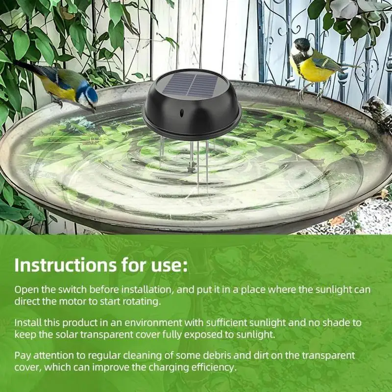 Water Wiggler For Bird Bath Solar Powered Bird Water Agitator Backyard Decoration With Bracket Pond Bubbler Decorative Basin