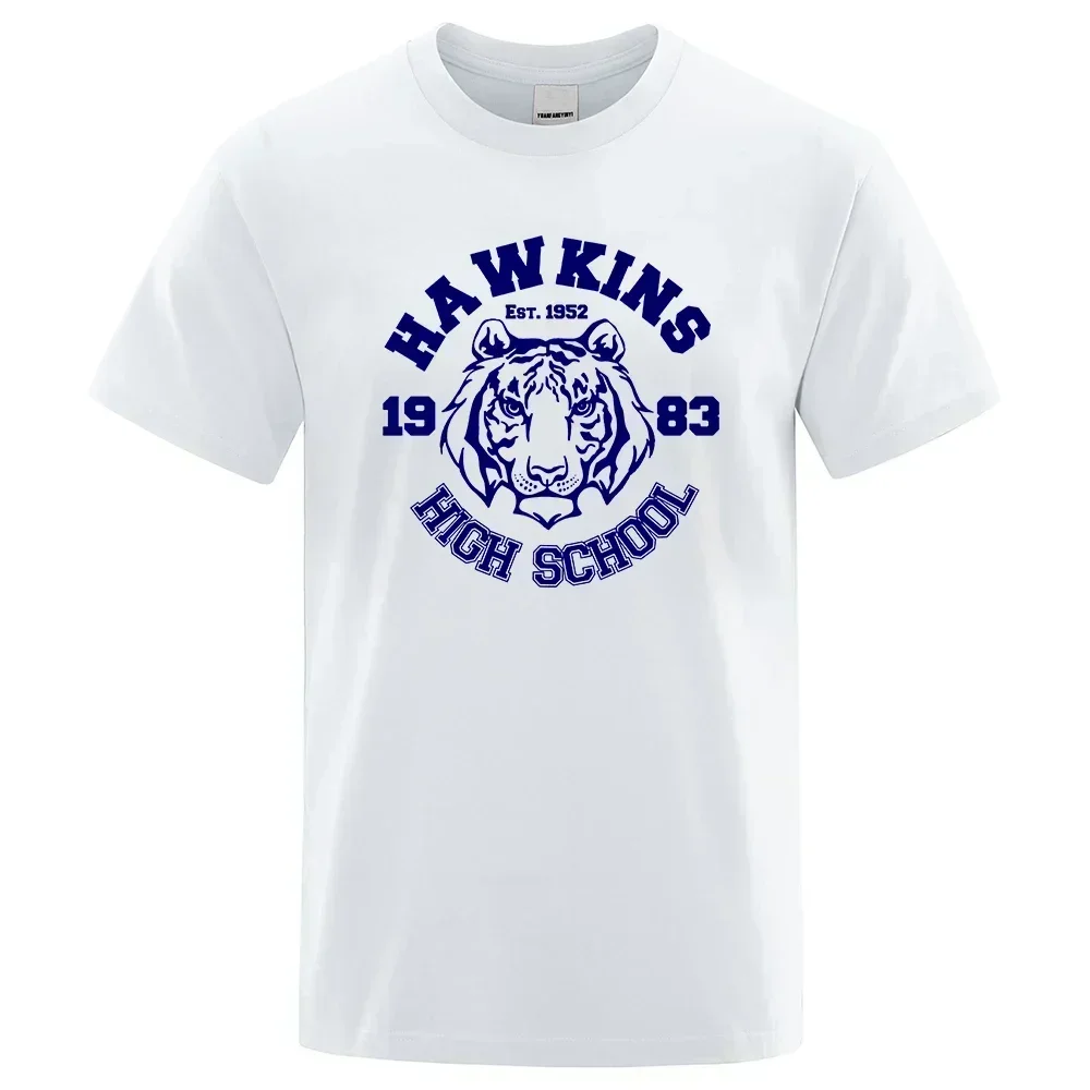 

Футболка Hawkins High School Fun Print для детей и взрослых, модная повседневная, с коротким рукавом, уличный стиль, с тигровым принтом
