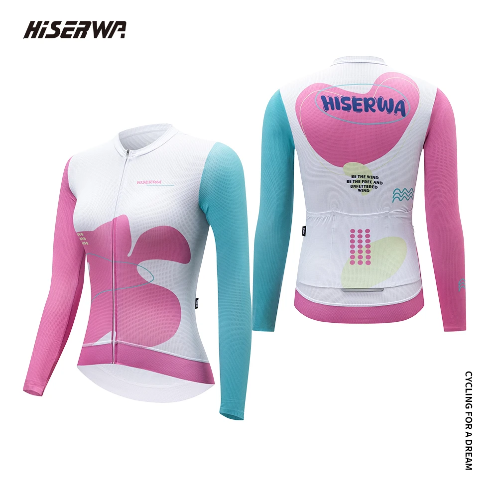 

HISERWA High Quality Cycling Jersey High Elasticity Long Sleeved Mtb Bike Jersey Shirt Breathable Cycling Clothes For Women