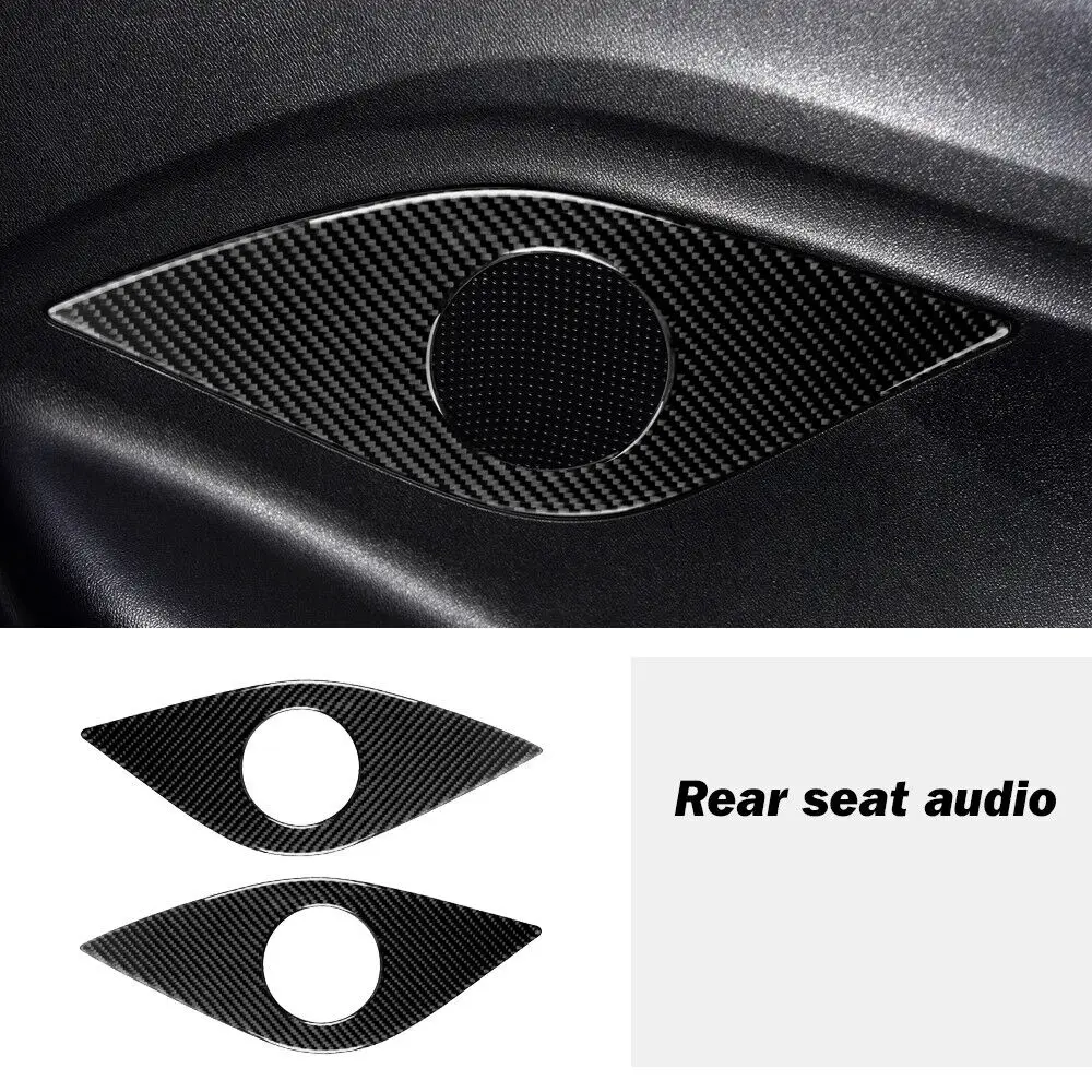 2pcs for Chevrolet Camaro 2016-2020 Black Red Carbon Fiber Car Interior Audio Speaker Sound Cover Trim Decal Sticker