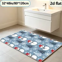 Cute Winter Snowman Christmas Tree Rug, Holiday Carpet, Suitable for Living Room, Bedroom, and Home Floor Decoration 6