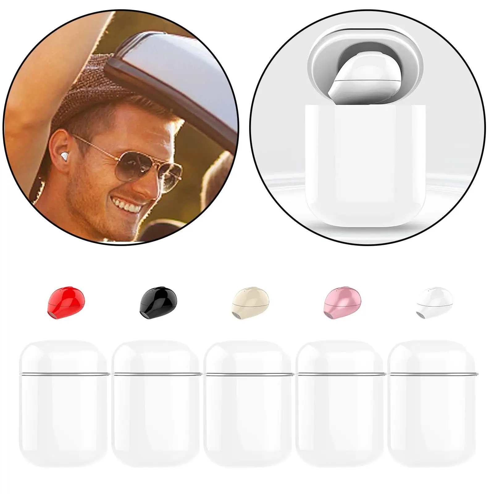 Earbud Hidden Small Headphone w/ Case Hands- Waterproof