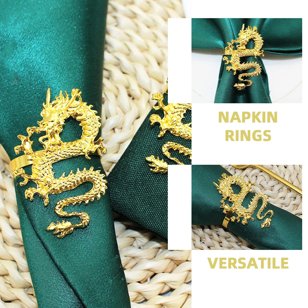 

4 Pcs Napkin Ring Dragon Holder Buckle Rings Dragons Chinese Alloy Holders Unique Napkins