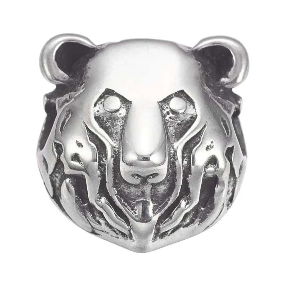 

10 шт., бусины в виде головы медведя, металлические бусины-разделители в виде животных из нержавеющей стали 304, для изготовления ювелирных изделий, браслетов и ожерелья