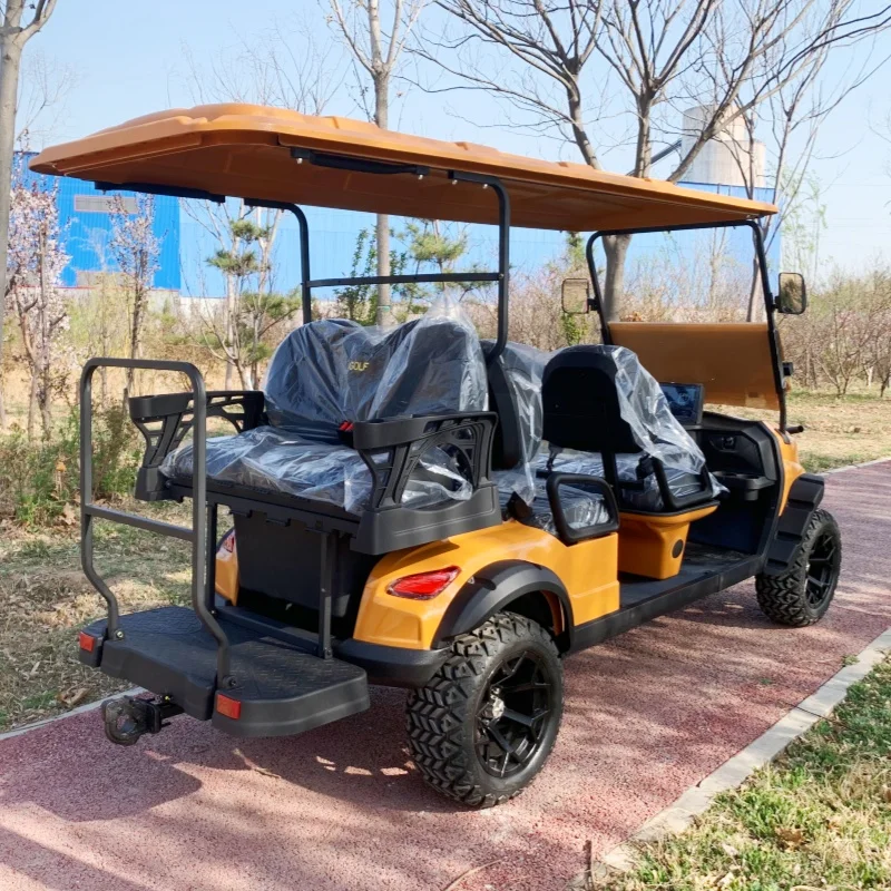 2026 New Wholesale Electric Golf Cart 4+2 6 Seater Golf Cart 72V With Multimedia Screen Bumper 12 Inch Tires Upholstered Seat