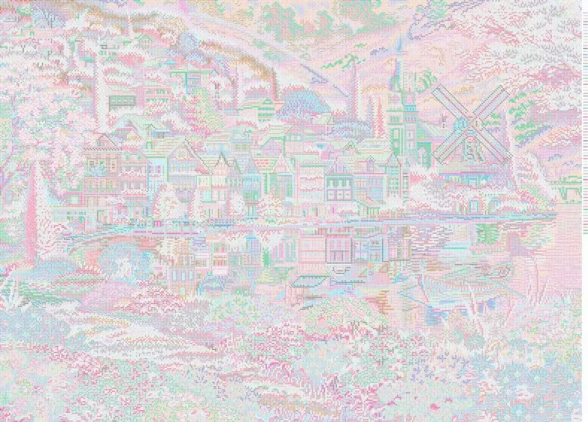 9CT 120X90CM Rainbow Town Needlework,DIY Living Room Printed Cross Stitch,Set For Embroidery Kit Full Cotton Threads 75 Colors