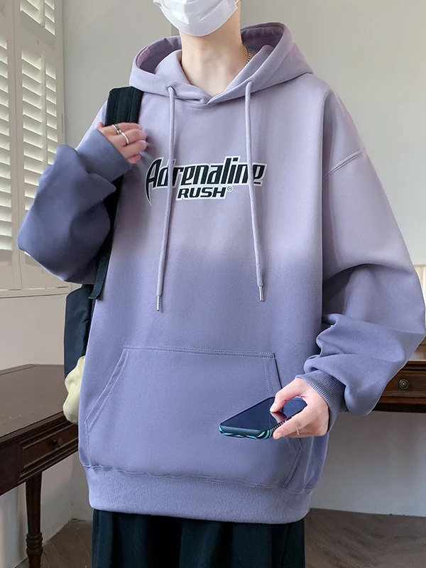 

Men's Hoodie Pure Cotton Long Sve Spring Autumn Faion Trend Casual Wear Student Inner Match Loose Fit Printed Sweatirt