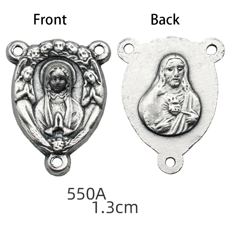 Alloy Catholic Jesus Virgin Mary Center Handmade Crafts Rosary Center Three-hole Connect Jewely DIY Medal 8mm 13mm