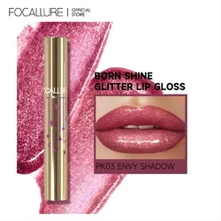 FOCALLURE Glitter Lip gloss Waterproof long lasting Lip Glaze idratante Liquid Lipstick Mirror Surface Lips Makeup Cosmetics