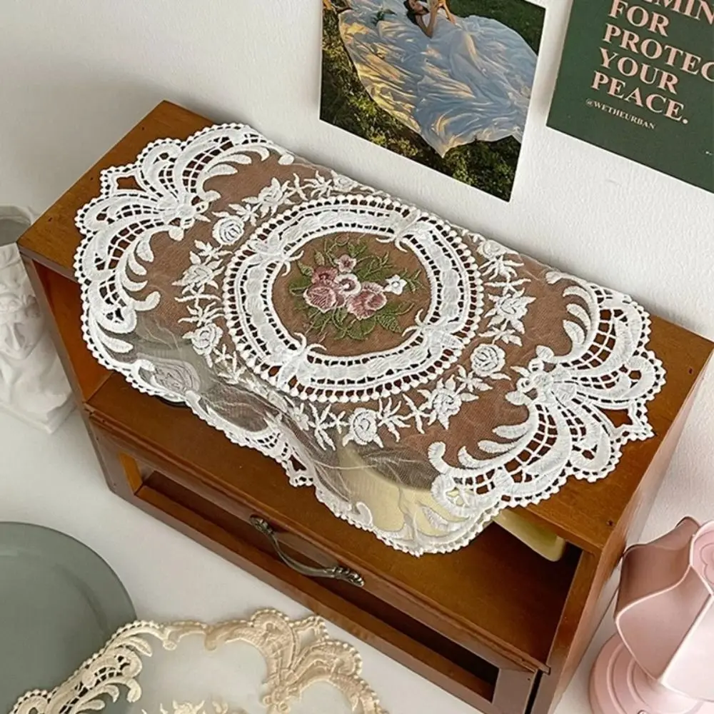 New European Style Lace Embroidery Coaster Oval 29x37cm Embroidery Placemat Cup Table Mat