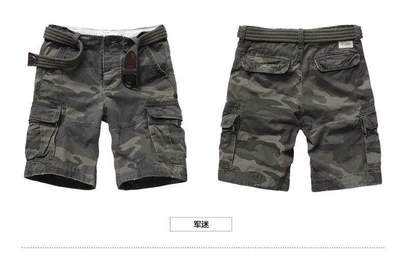 Men Outdoor Camouflage Shorts Wear Resistant Breathable Multi-pocket Overalls Hiking Sports Shorts No Belt