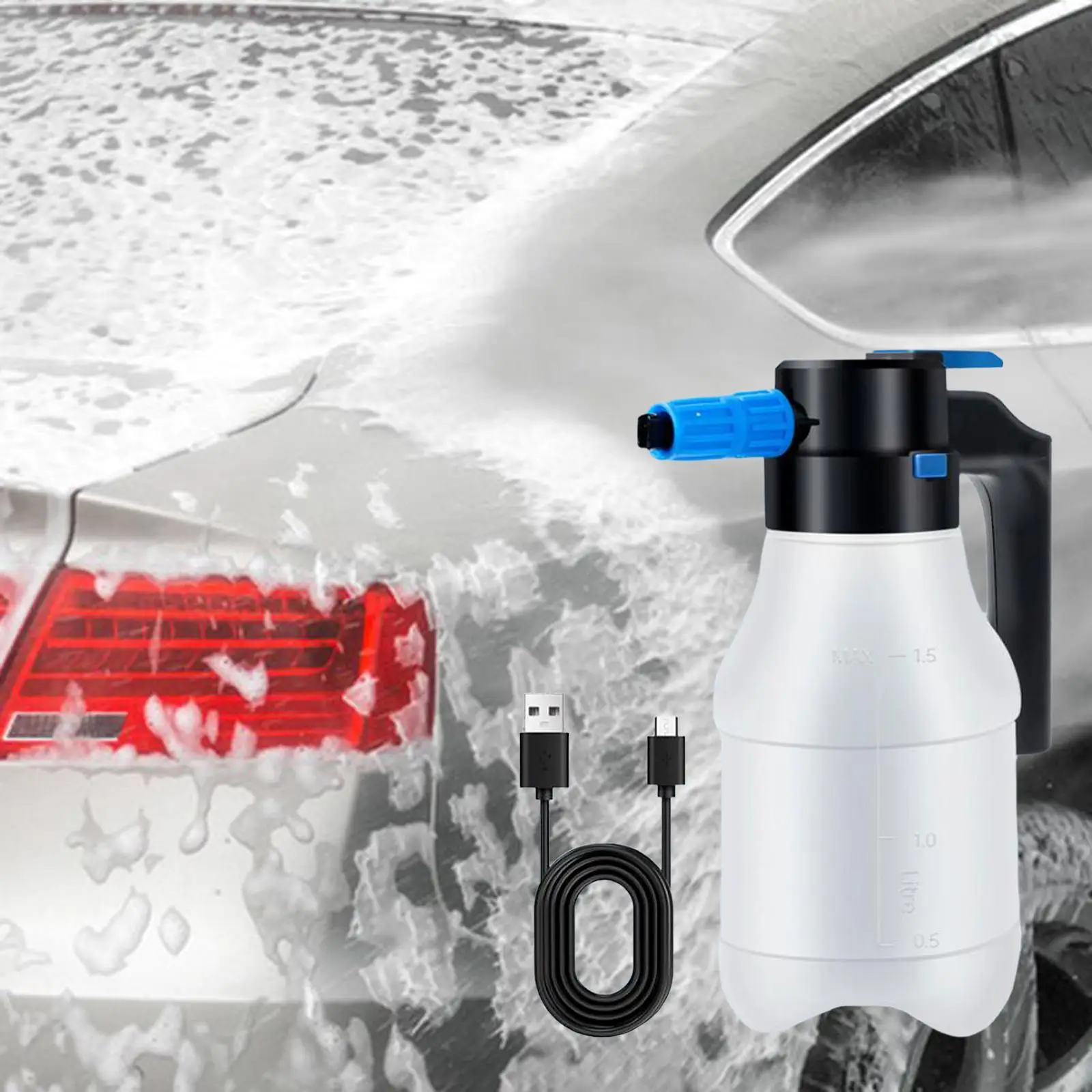 

1.5L Electric Pressurized Foam Sprayer Cordless Pump Foam Sprayer Watering Can,Car Wash Foam Sprayer for Flower Spraying