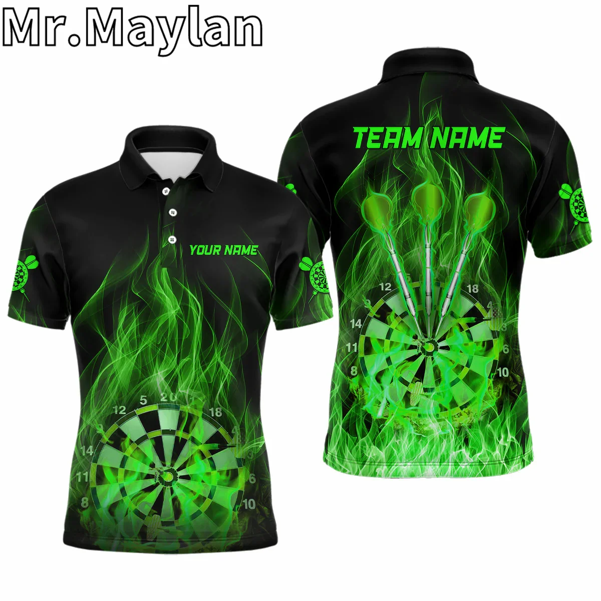 3D Red Fire Flame Dartboard Mens Dart Sport Polo Shirts Custom Darts Shirt For Men Dart Team Jerseys Gifts For Darts Lovers Tops