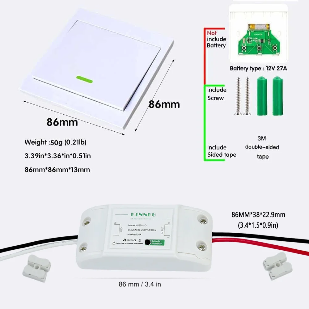 CENFAYA 433HMz مفتاح الإضاءة اللاسلكي 86 لوحة الحائط مفتاح ذكي 110 فولت 220 فولت 230 فولت 10A استقبال التتابع للمنزل مصباح ليد مروحة