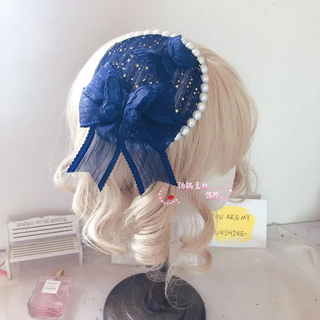 Handmade Dark Blue Hair Accessories Lolita Accessories Violet Blue Lolita Headband/Hairpin