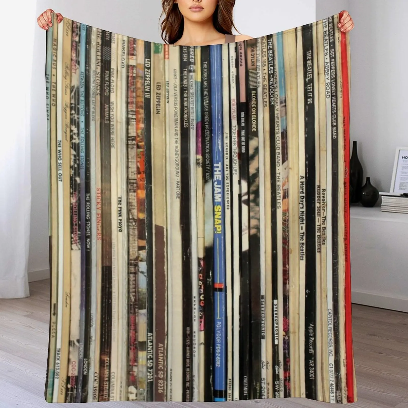 

Classic Rock Vinyl Records Throw Blanket halloween wednesday valentine gift ideas Warm Blankets