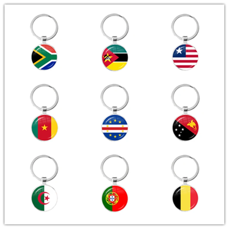 África do Sul, Mozambique, Libéria, Cameroão, Capa Verde, Papua Nova Guiné, Argélia, Bélgica, Chaveiros com Bandeira Nacional Portugal para Presente