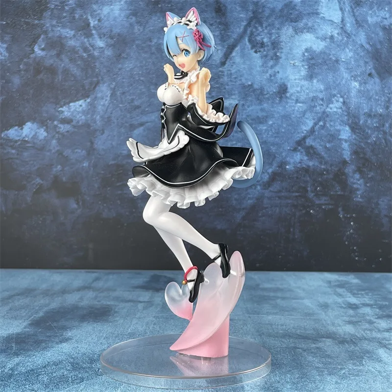Re:Zero - Starting Life in Another World Cute Rem Cat Ear Maid Scene Statue Desktop Ornament Decoration Anime Fans Toys Gift view 4
