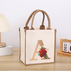 Borsa tote casual da donna con scritte stampate portatili borsa in tela Shopping borsa regalo Tote a mano