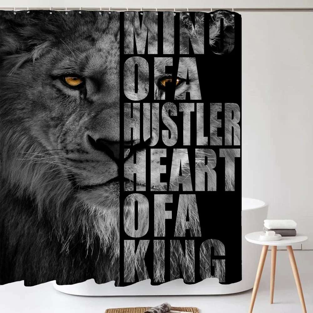 

Занавеска для ванной комнаты с принтом животных, занавеска для душа из полиэфирной ткани в стиле льва, тигра и леопарда