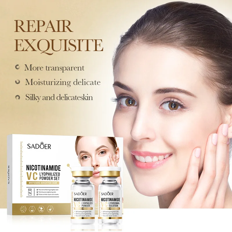 SADOER مصل الوجه النياسيناميد فيتامين C تجميد مسحوق مجفف مجموعة بقعة حب الشباب تقليص المسام مزيل التجاعيد ثبات تبييض