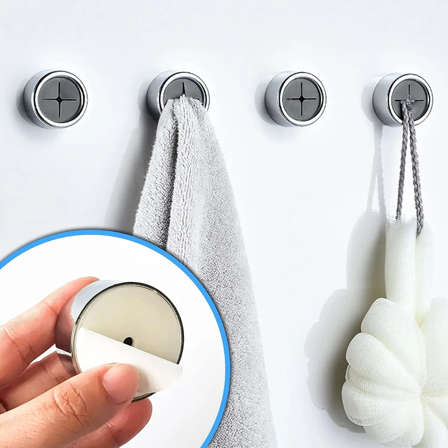 4/1Pcs Towel Plug Holder Self Adhesive Round Wall Hooks Bathroom Organizers Towel Storage Rack Kitchen Dish Cloth Hanger Clips