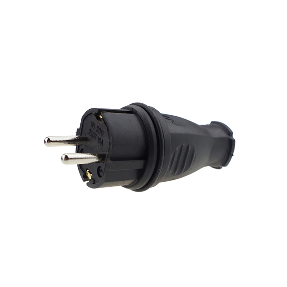 

EU Rubber Waterproof Socket Plug Electrial Grounded European Connector With Cover IP44 For DIY Power Cable Cord 16A 250V