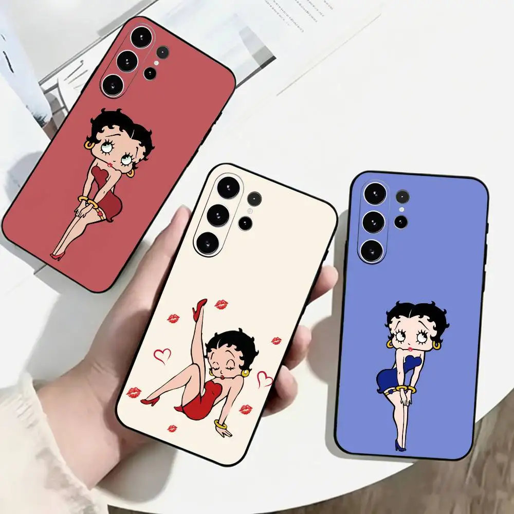 C-Cute Betty B-Boop Phone Case Black Silicone Soft For Samsung S25,S24,S21,S22,S23,S30,Ultra,S20,Plus,Fe,Lite