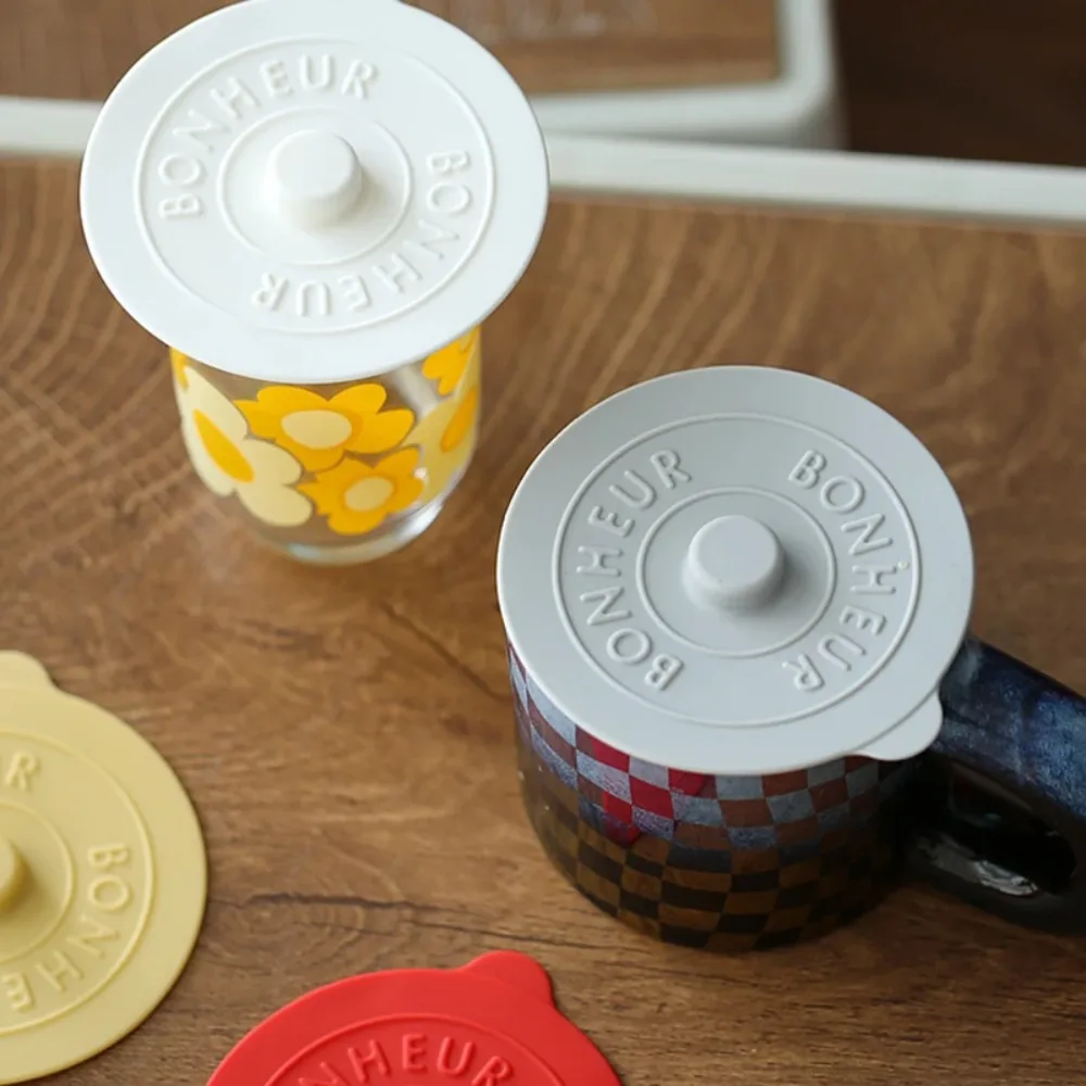 

Replacement With Convex Handle Silicone Glass Cup Cover Dustproof Round Cup Lid Heat-Resistant Universal Mug Sealed Cap Kitchen