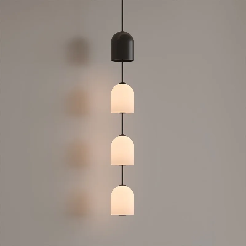 

French Designer Retro Entrance Door Headboard Decoration Glass Pendant Light Bar Hotel Living Room Art Wind Chime Hanging Lamp