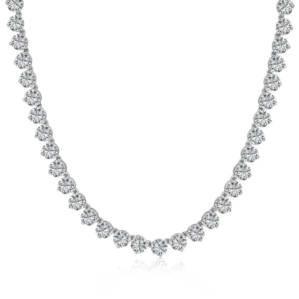 

S925 Sterling Silver Hip Hop Tennis Necklace 4MM Single Row Diamond Zircon Silver Necklace Necklace Decoration Wedding