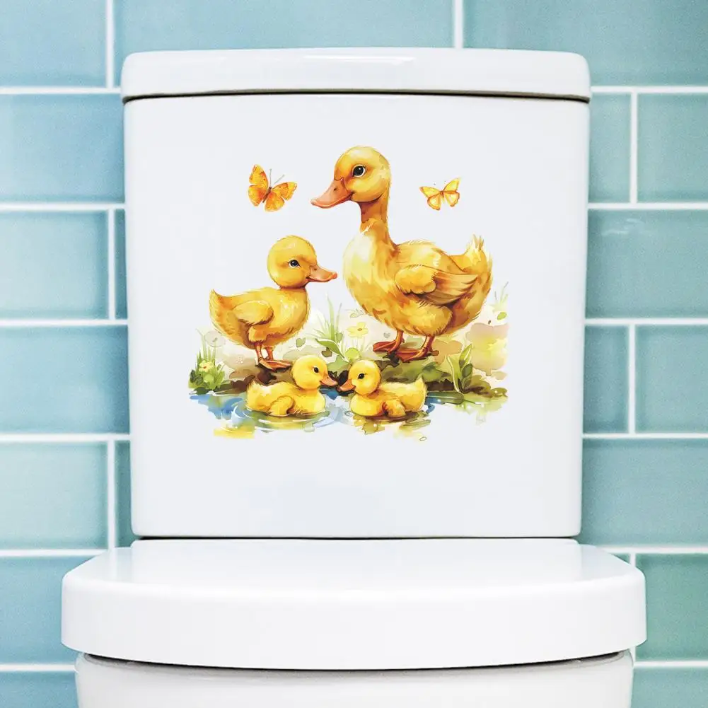 Duck Themed Bathroom Decor Adorable Yellow Duck Toilet Sticker Set Waterproof Pvc Bathroom Wall Art Decal Cute Lid for Room