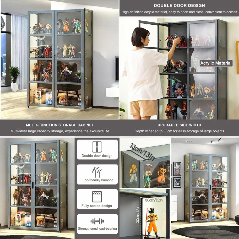 

4-Tier Acrylic Door Display Cabinet for Collectibles, Toy Organizer, and Book Storage