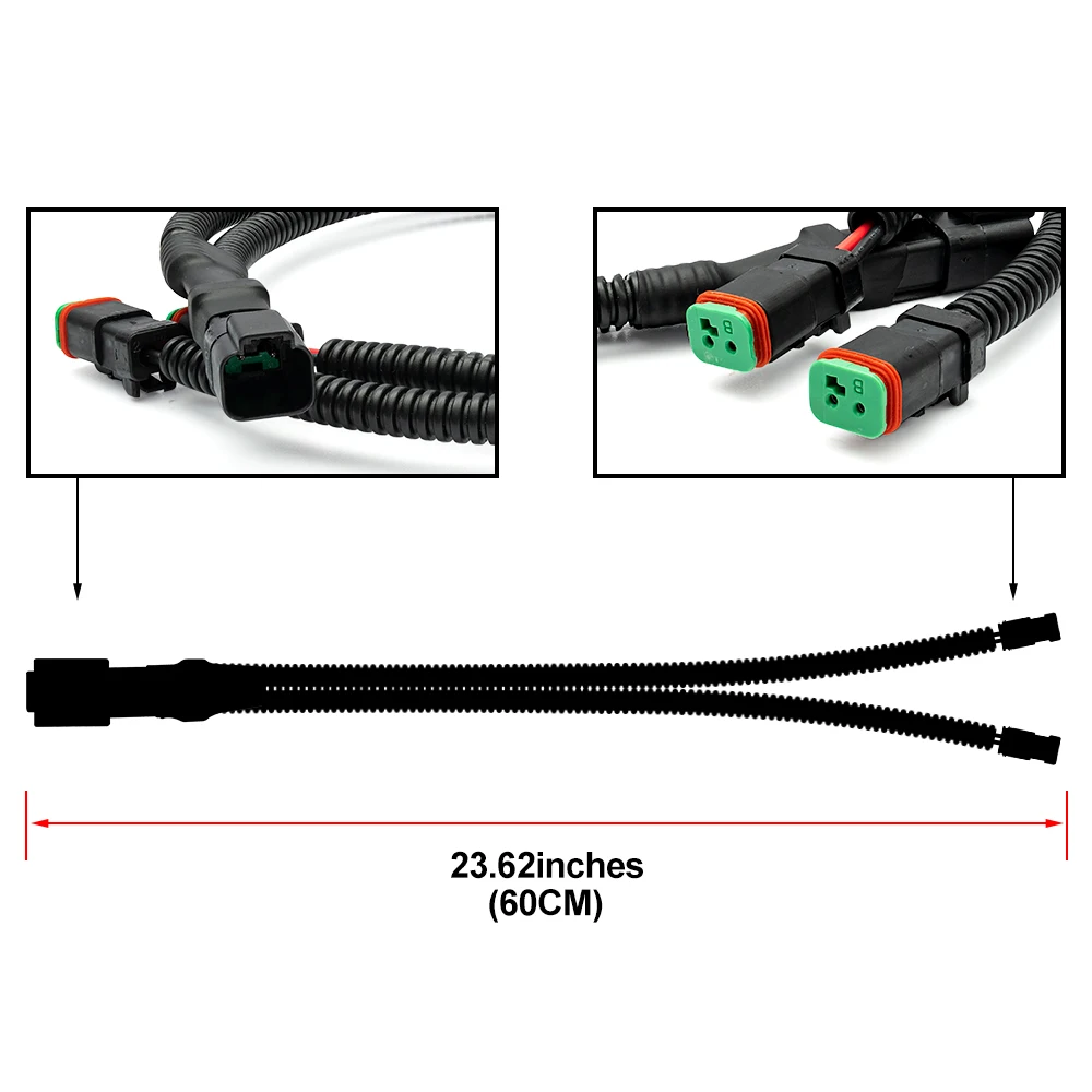 1Pair Y-Shape Dual Outputs Deutsch DT DTP Adapters Connectors Splitters 18AWGFor LED Fog lights, LED pod lights, LED lights bars