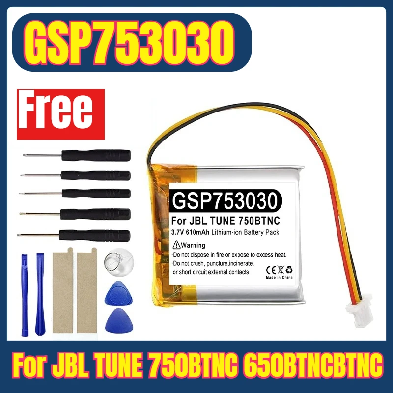

CP-JBLE300 GSP753030 Battery for JBL TUNE 750BTNC 650BTNC Headset + Free Tools
