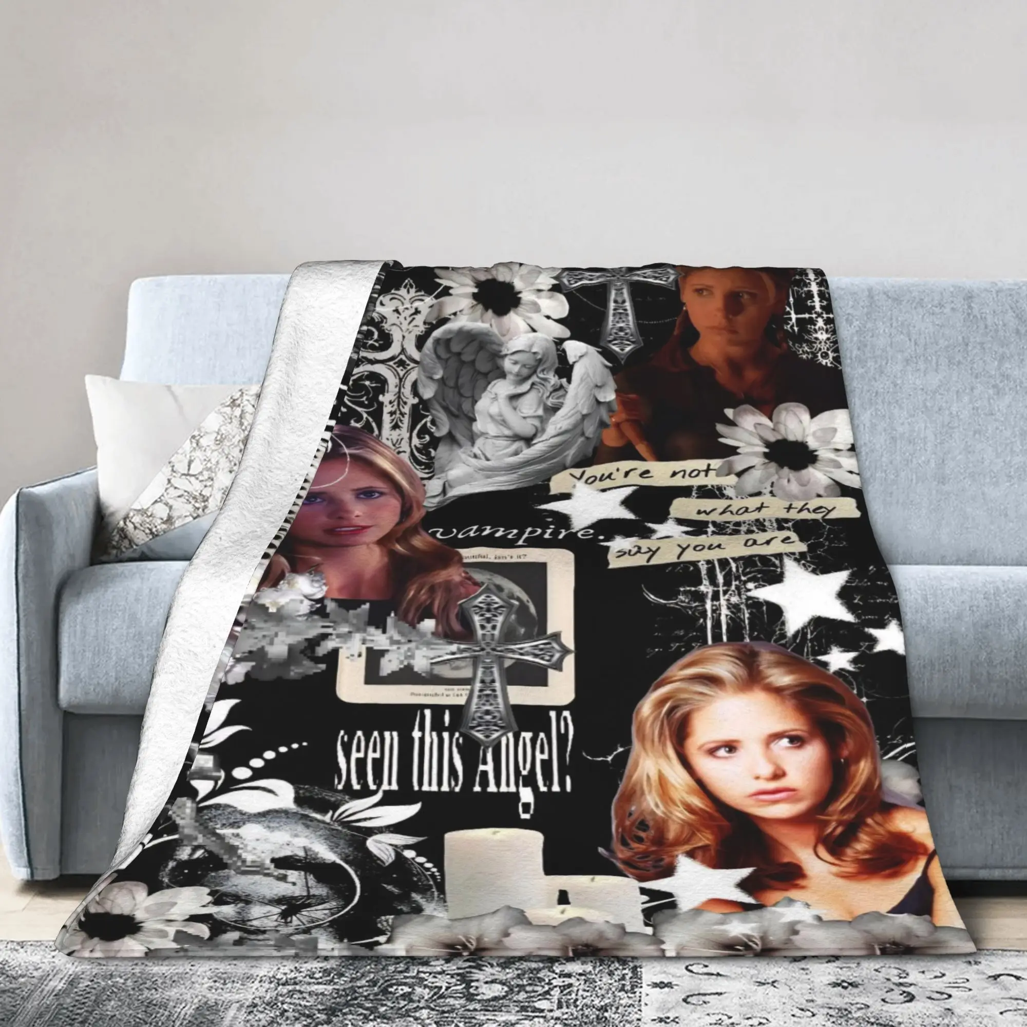 Buffy the Vampire Slayer Blanket Cover Fleece Horror Movie Lightweight Throw Blanket for Outdoor Travel Bedspread