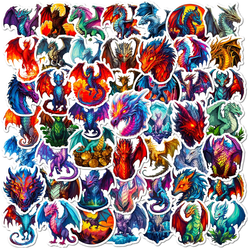 10/30/50PCS New Fire Winged Dragon Sticker Cartoon Creative Anime iPad Computer Luggage Notebook Decoration Waterproof Wholesale