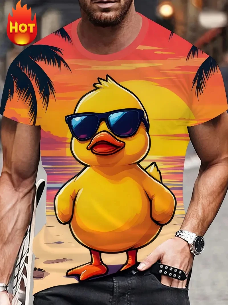 3D Printing Funny Duck Graphic T-shirt Men Clothing Casual T-shirt Loose And Breathable Round Neck Top For Men Short Sleeve Tees